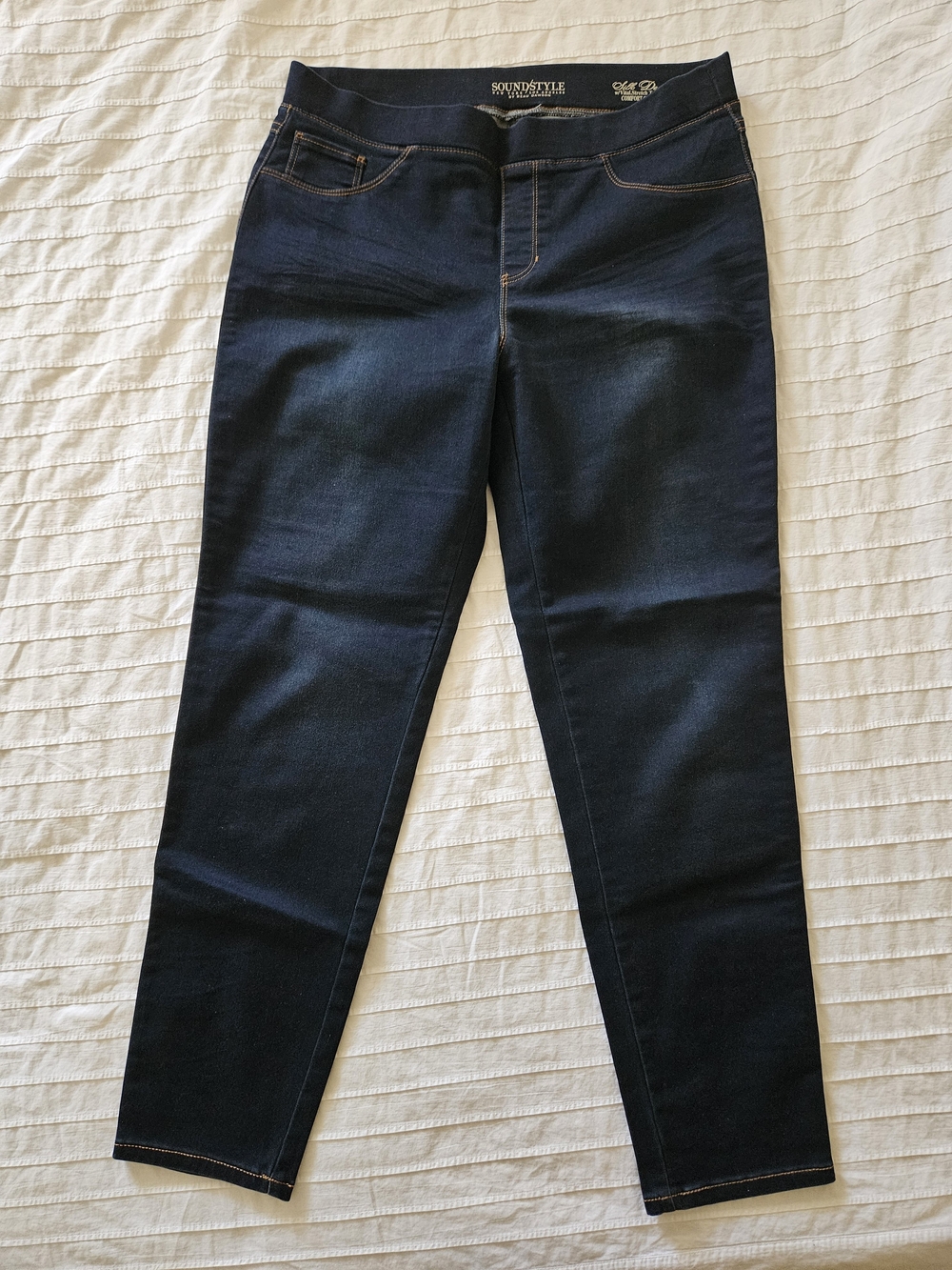 Sound & Style Dark Blue Lightweight Pull On Stretch Skinny Jeans for Women Sz. L